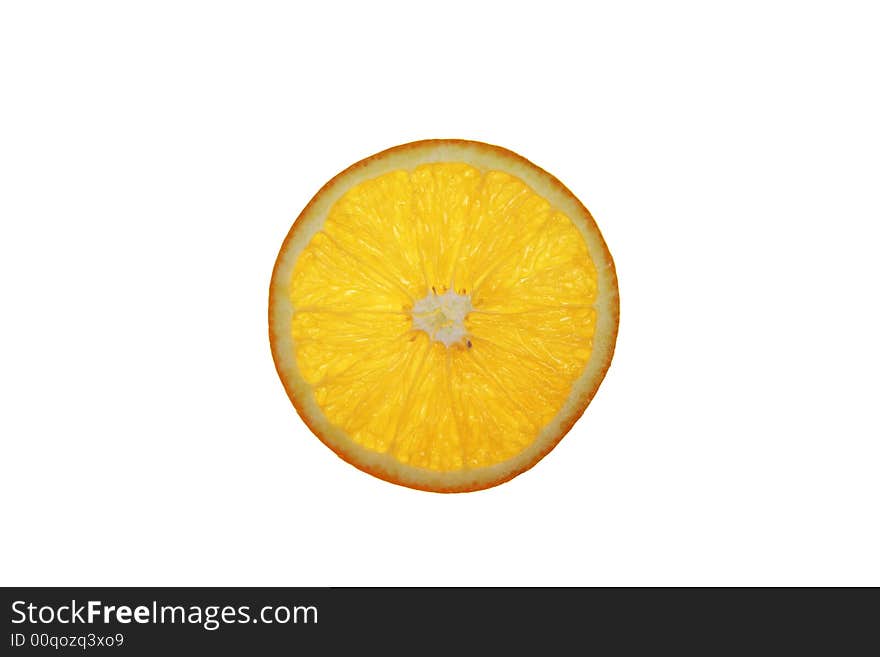 Sliced fresh orange on white background