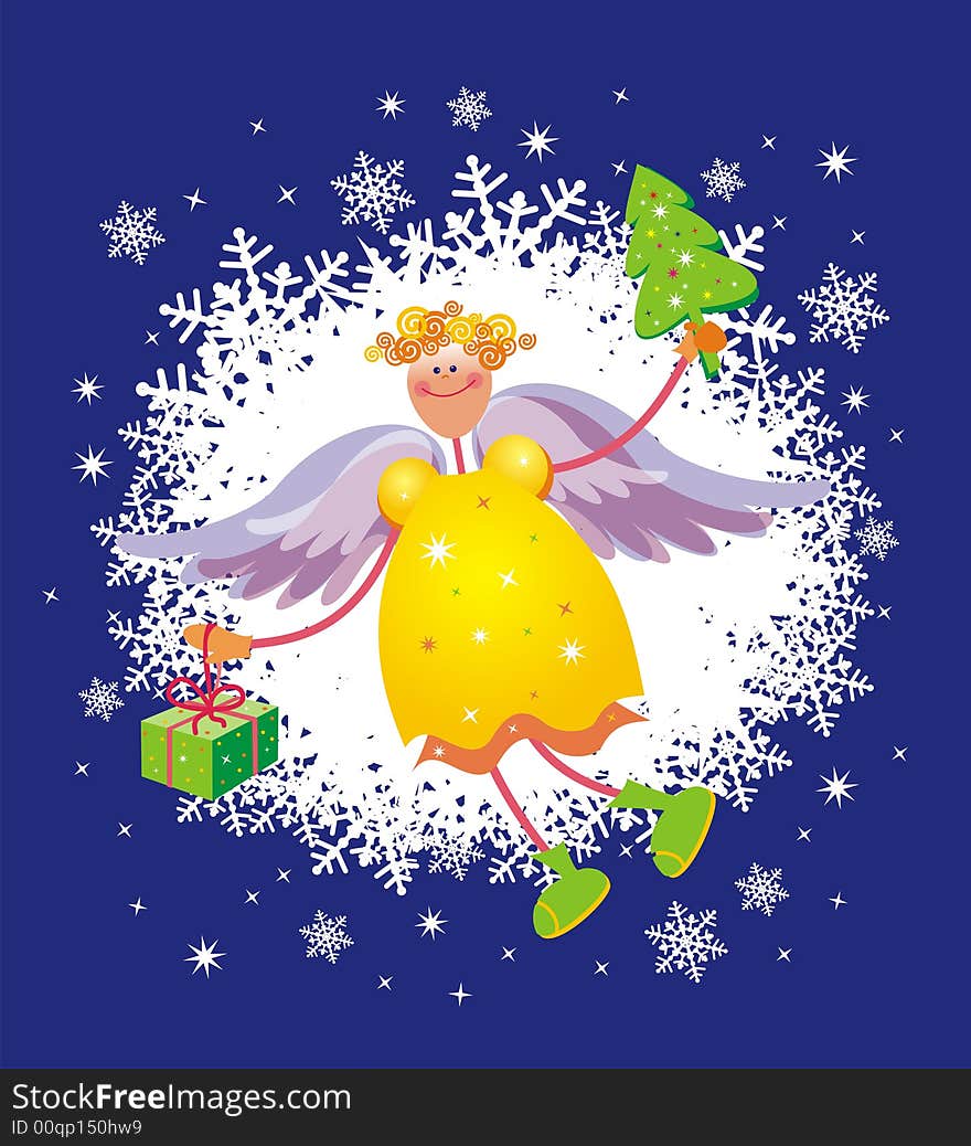 Computer generated christmas card with angel