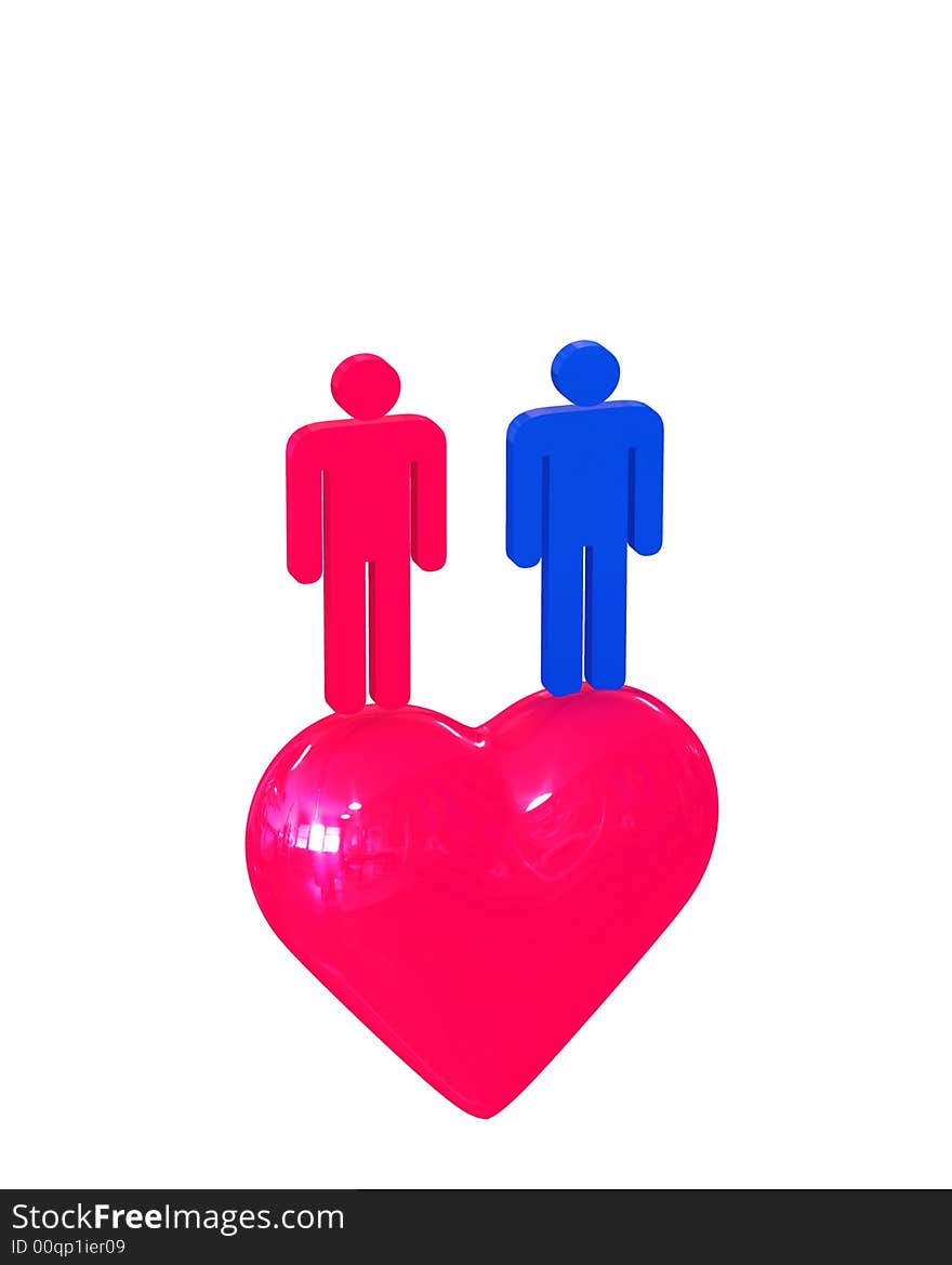 Couple with heart symbol - 3d illustration