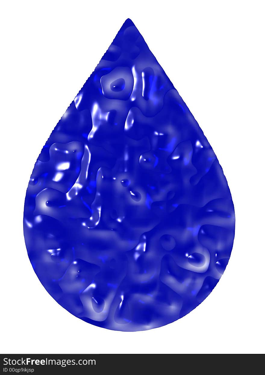 An illustration of a liquid drop distorting a blue background