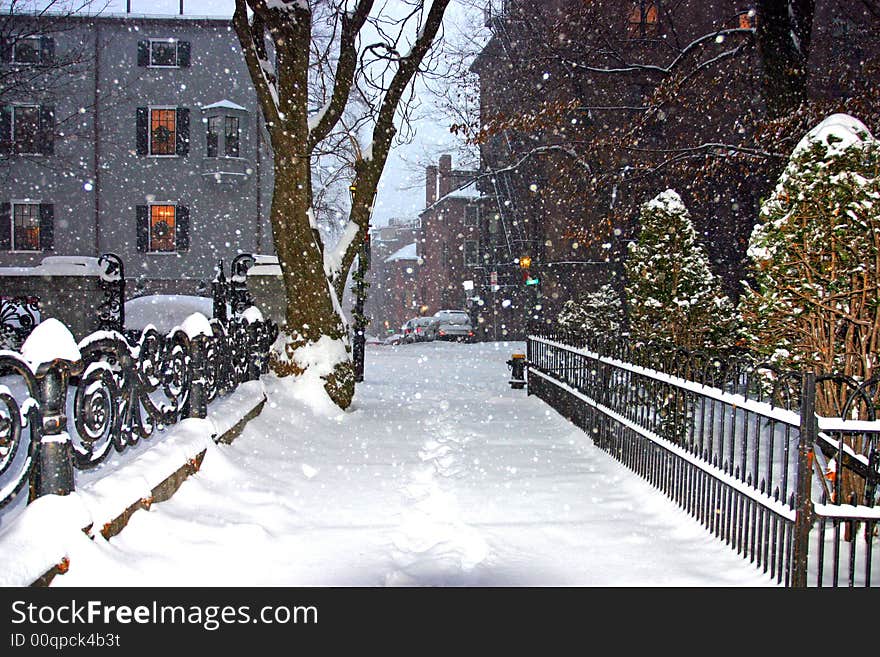 Stock image of a snowing winter at Boston, Massachusetts, USA. Stock image of a snowing winter at Boston, Massachusetts, USA