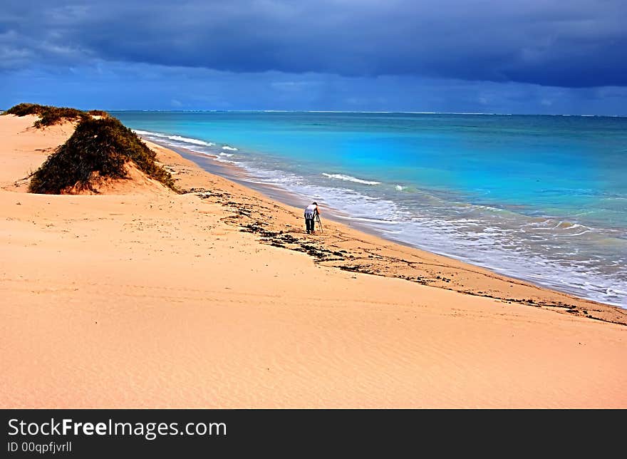 Lonely beach in western- australia before the storm