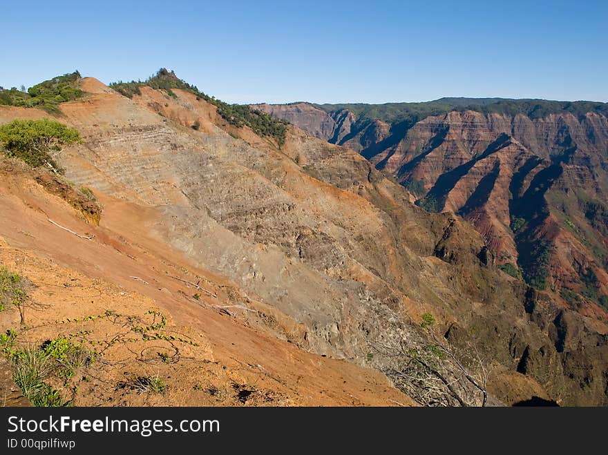 View of Waimea Canyon located on the island of Kauai, Hawaii.