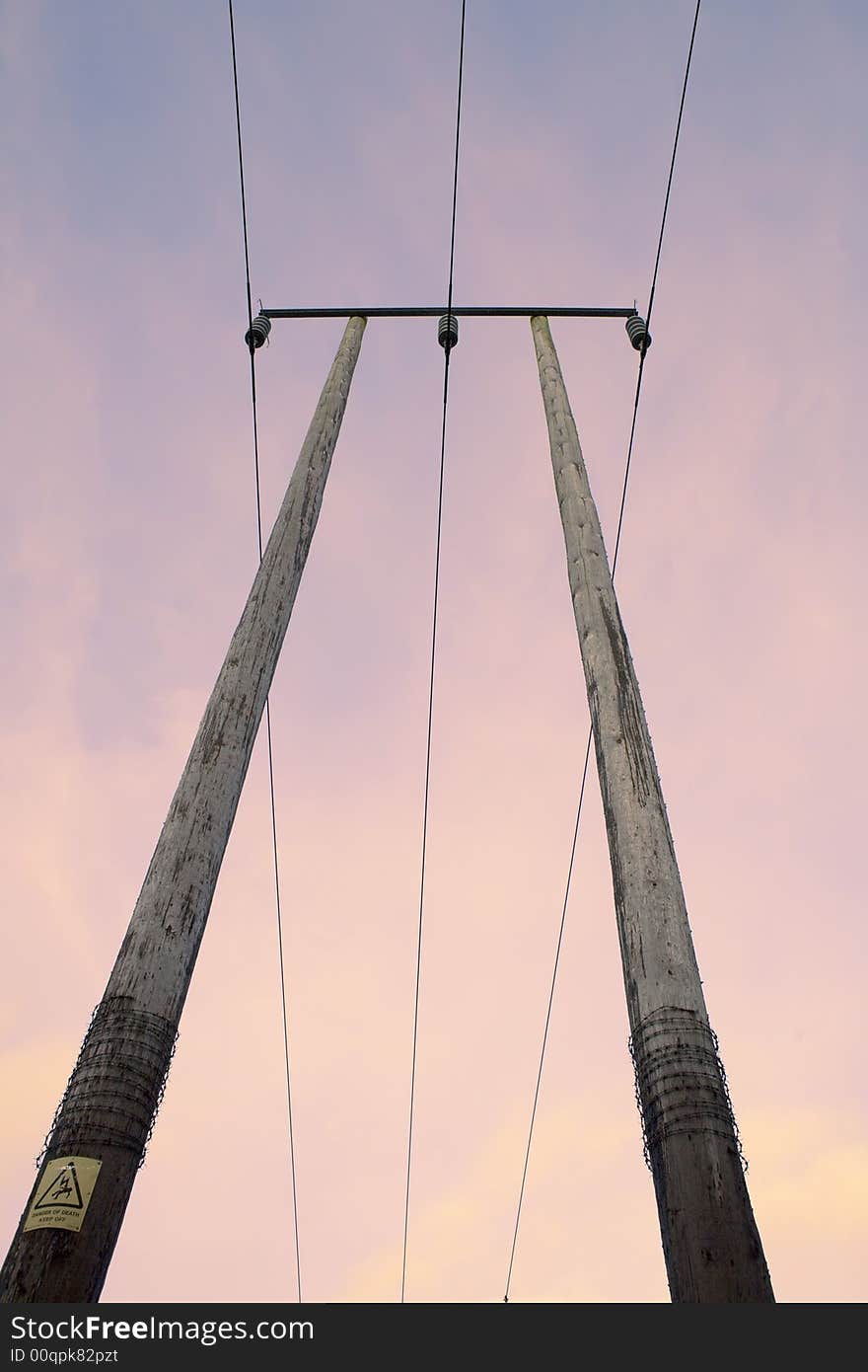 Telephone cables and wires in the countryside.