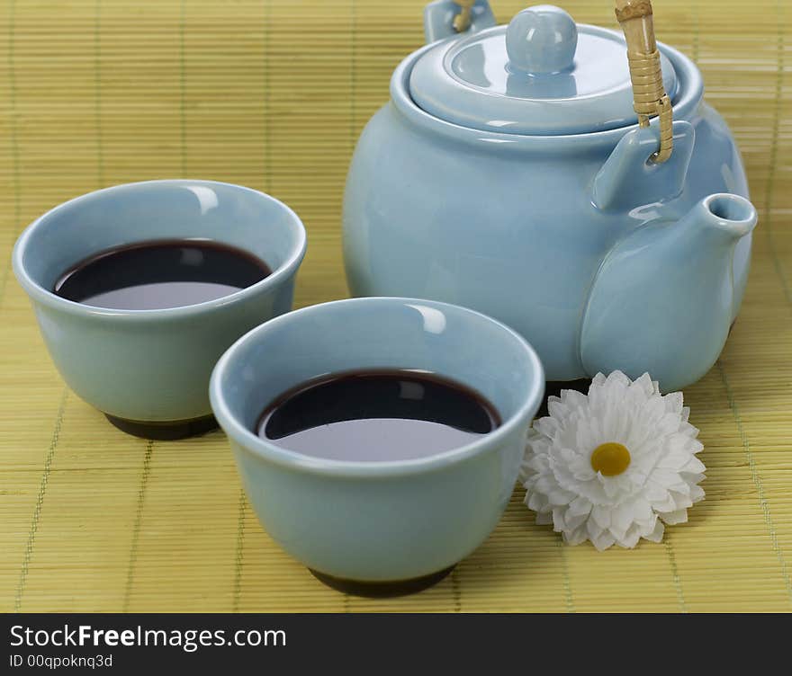 Traditional chinese blue tea set