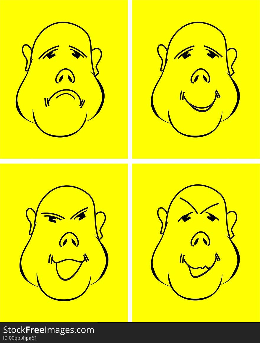 The vector image of a facial expression on a yellow background