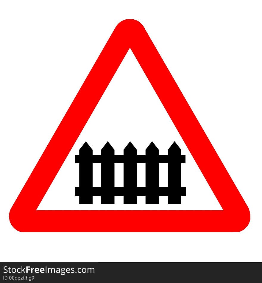 Traffic Sign - Red Triangle With Black Fence On White