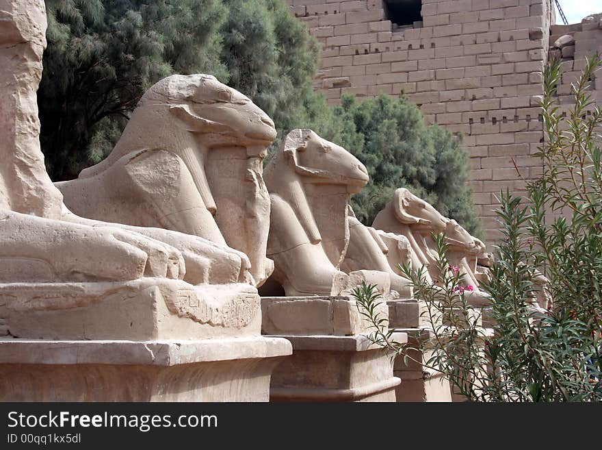 Avenue of the Sphinx at Karnak temple, Luxor, Egypt.