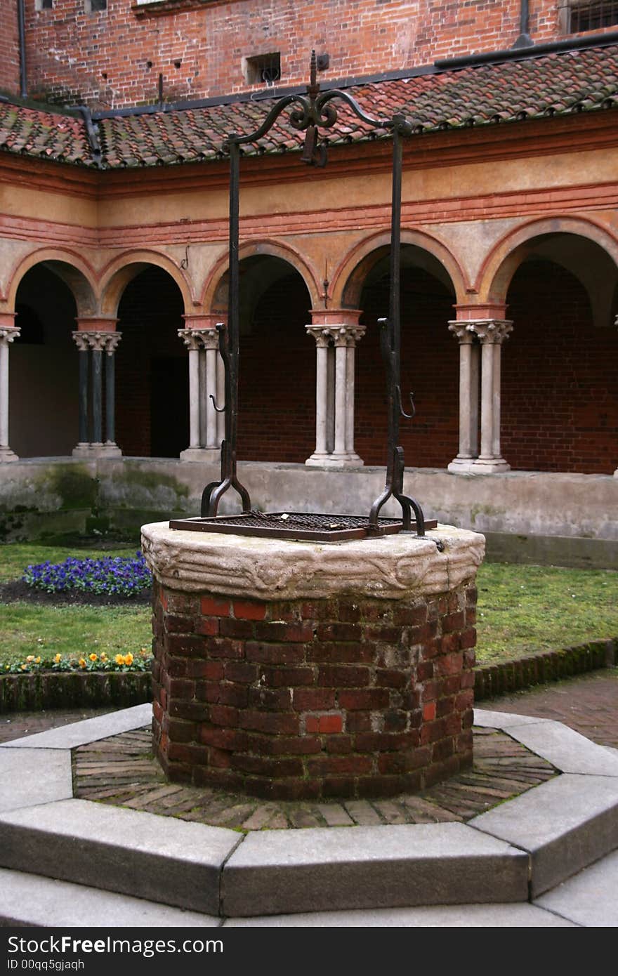 Ancient well of S.Andrea church in Vercelli Italy