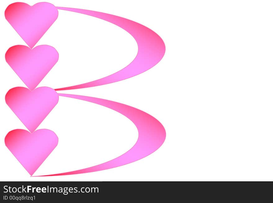 Artsy illustration of Pink letter b with hearts stacked. Artsy illustration of Pink letter b with hearts stacked