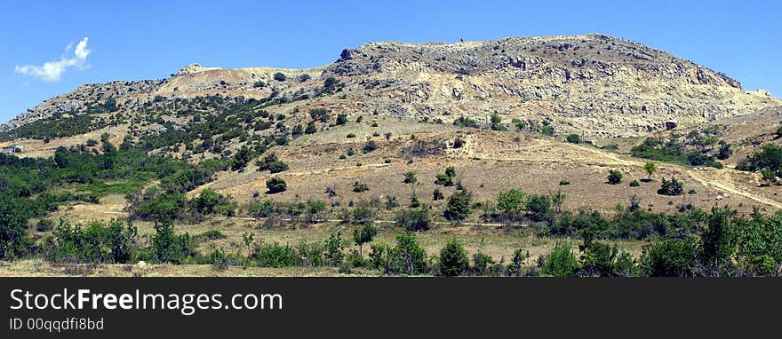 Panoramic Image of the Hill Covered by Green Forest. Panoramic Image of the Hill Covered by Green Forest