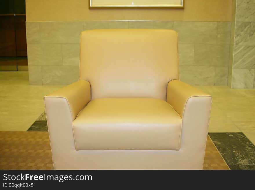 Close view of sofa chair in office