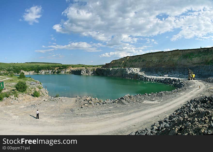 Road around of lake in opencast