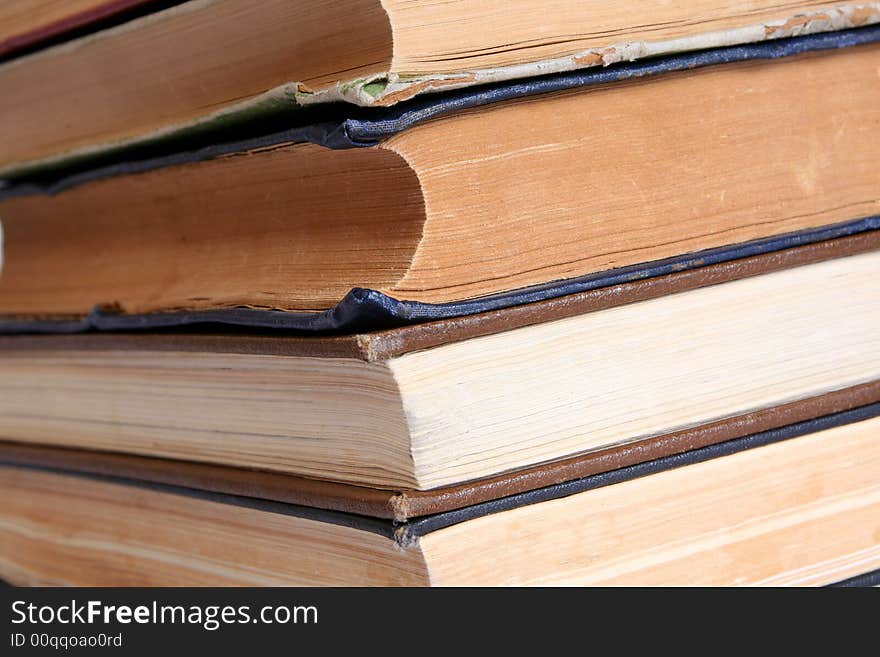 Stack of old books. background