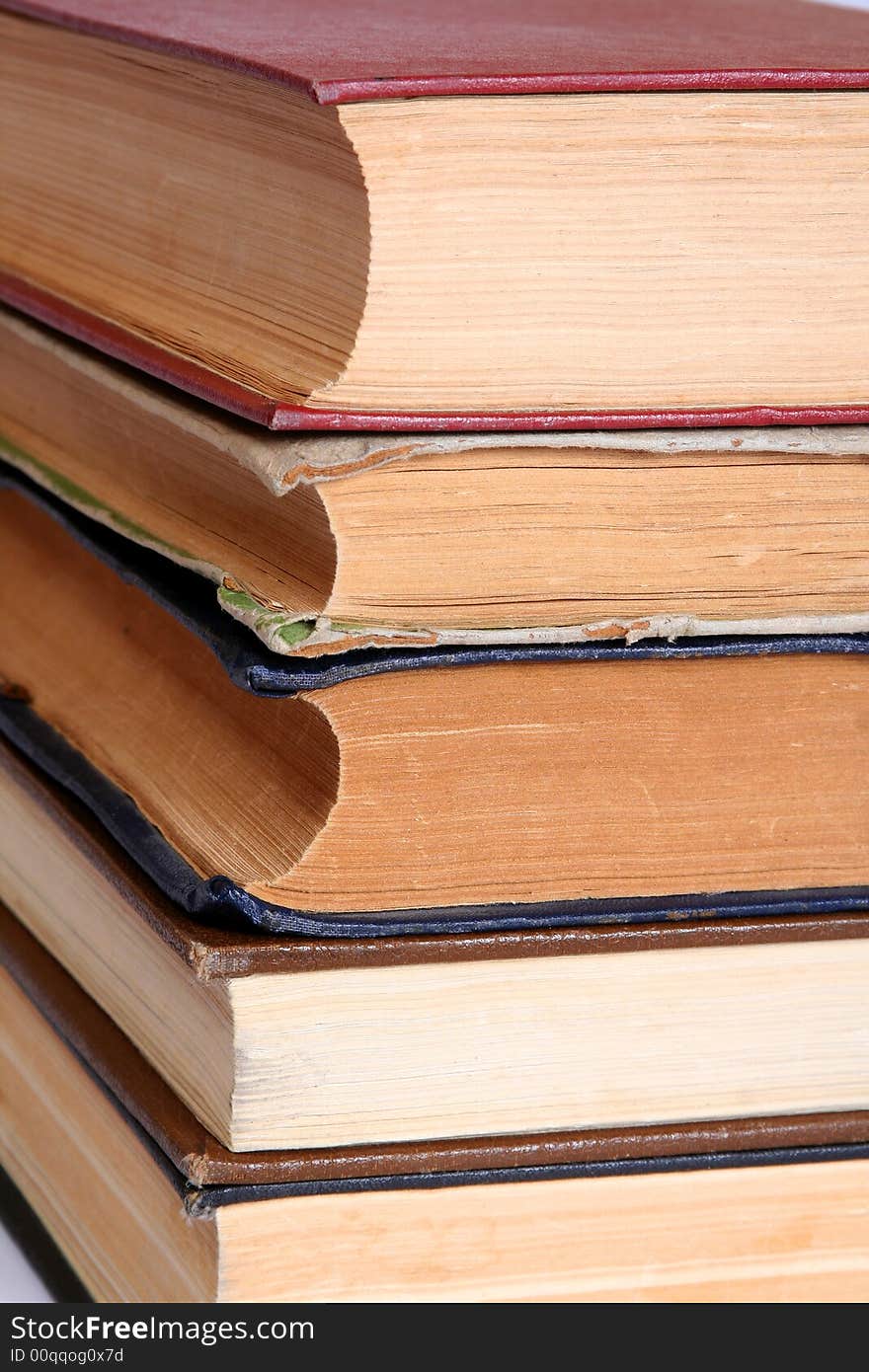 Stack of old books. background