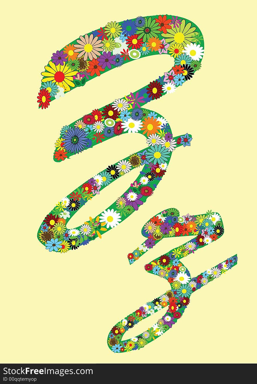 Letter z  with flowers on yellow background