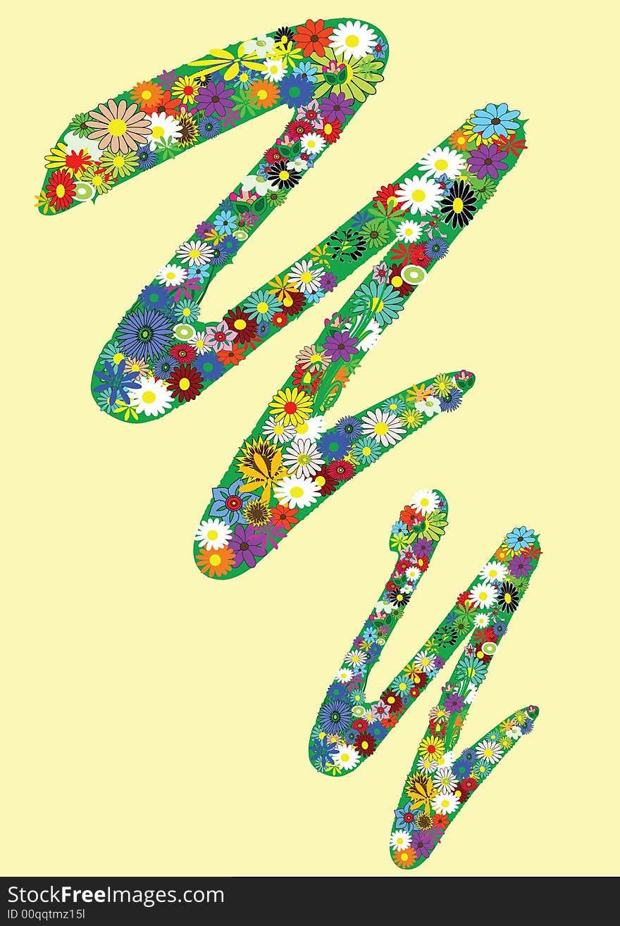 Letter y  with flowers on yellow background