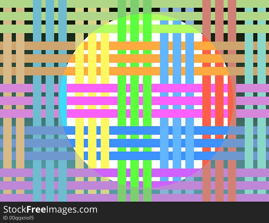 Color lines and white circle on a dark background. Color lines and white circle on a dark background