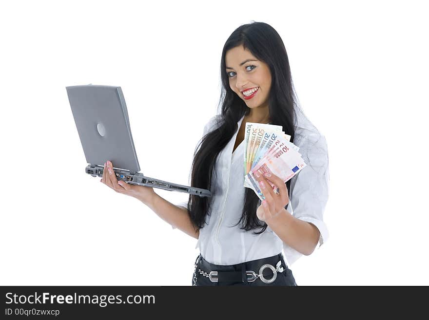 Business woman  working on isolated background