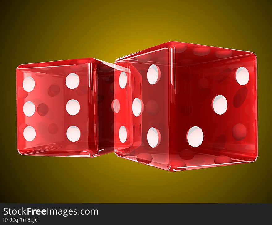 Transparent red plastic dices. Digital illustration, includes clipping path. Transparent red plastic dices. Digital illustration, includes clipping path.