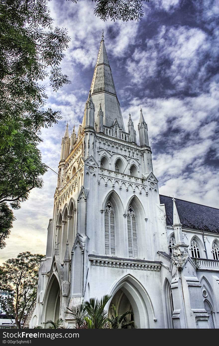 This image, St Andrew's Cathedral, Diocese of Singapore, has an AdobeRGB(1998) color profile.  The colors in the Dreamstime preview image differ slightly from the actual AdobeRGB(1998) colors.  The image actual colors will be rendered properly in an image viewer that understands AdobeRGB(1998).