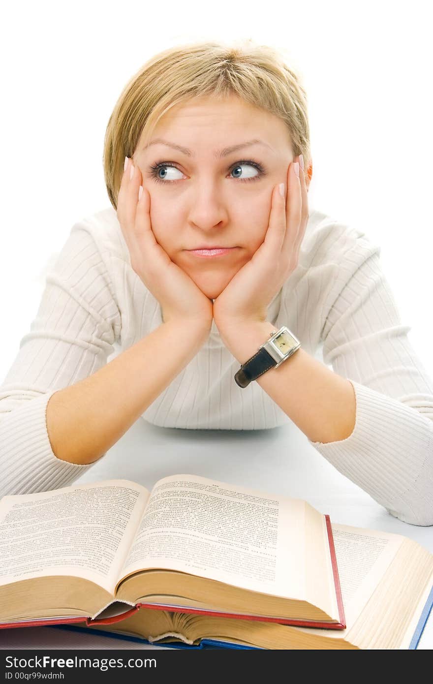 Woman student with books