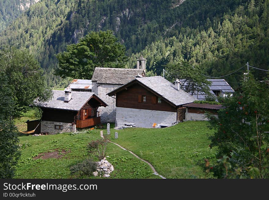 Mountain huts typical of the monte Rosa. Mountain huts typical of the monte Rosa