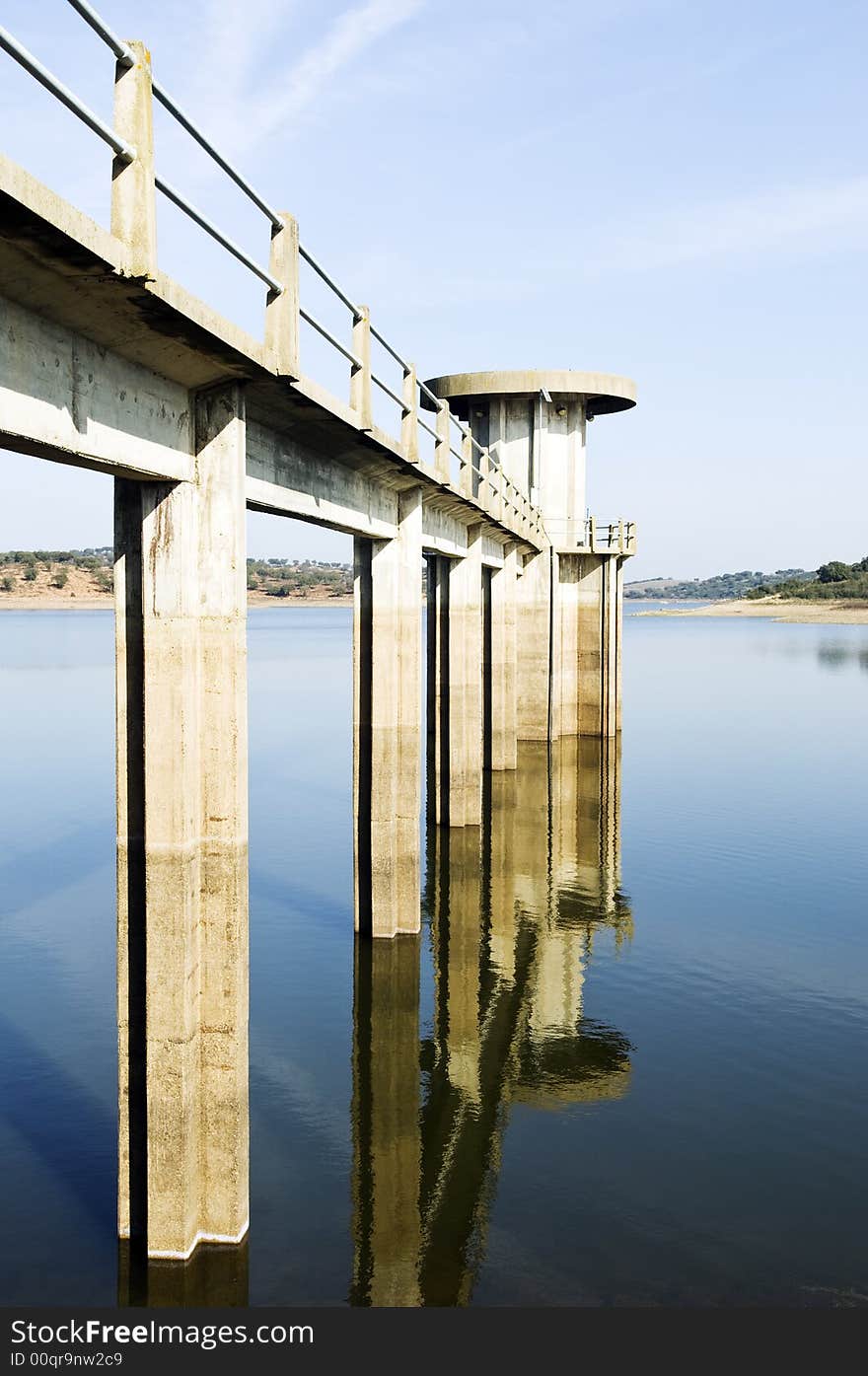 Intake tower in Vigia Dam, Alentejo, Portugal