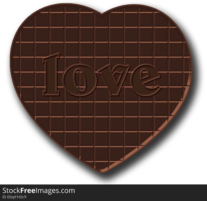 Illustration of chocolate table with shape of heart. Illustration of chocolate table with shape of heart