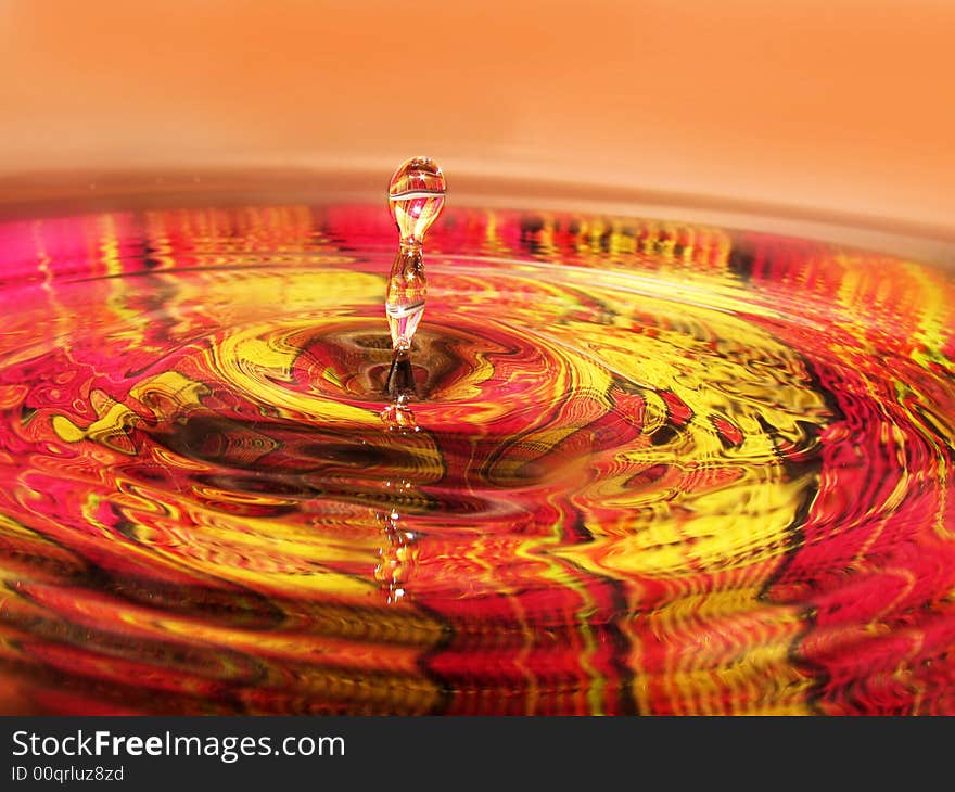 Waves and hollows from falling drops of water. Waves and hollows from falling drops of water.