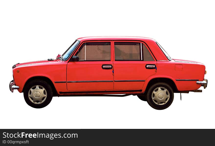 Car-red Uaz isolated on a white background