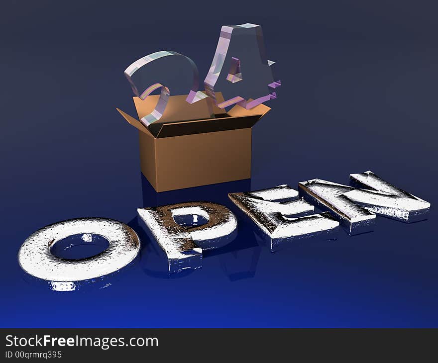 24 hours opened box three dimensional model. 24 hours opened box three dimensional model