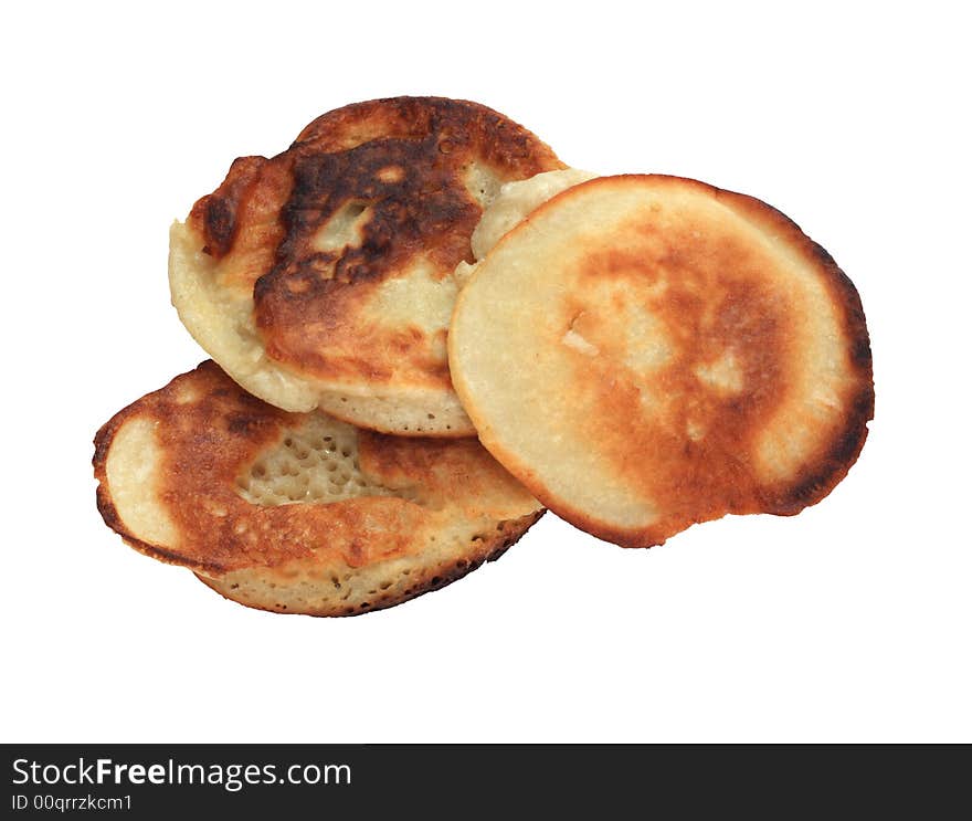 Fresh pancakes isolated on a white background