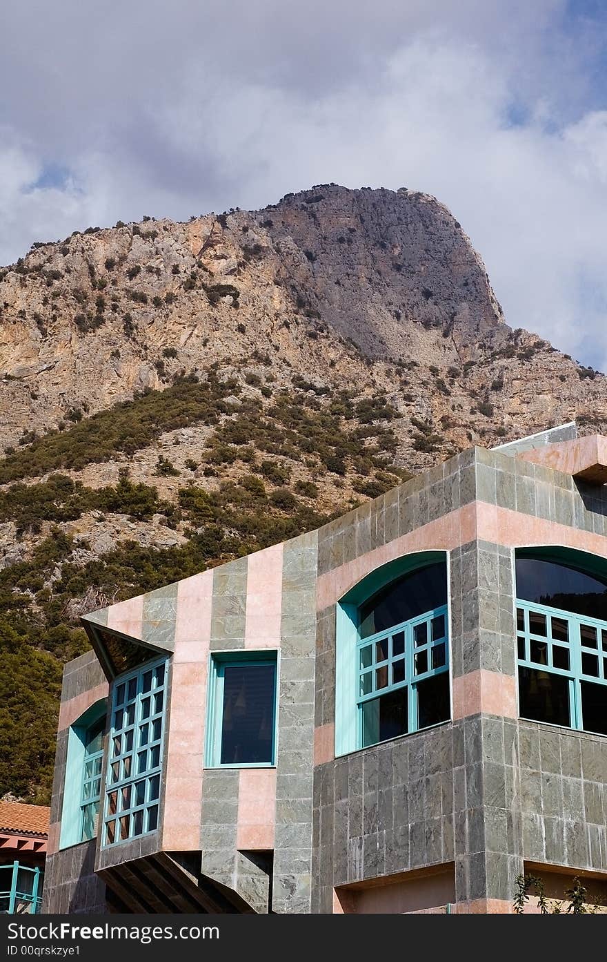 Building With Mountain On Background