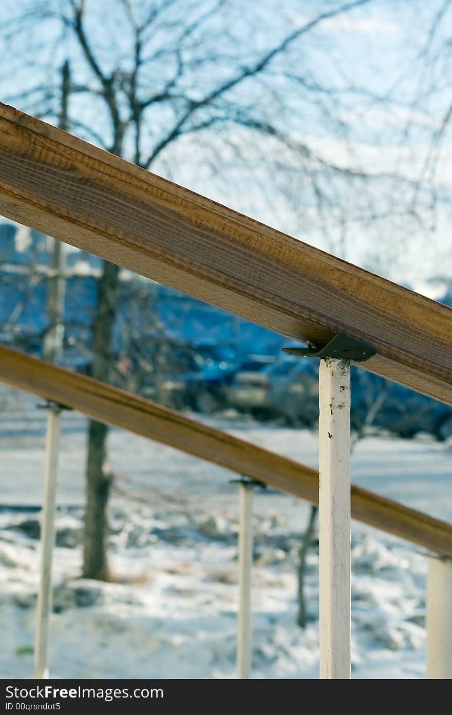 Photo of hand-rails supporting people who mount a stairway to druggery