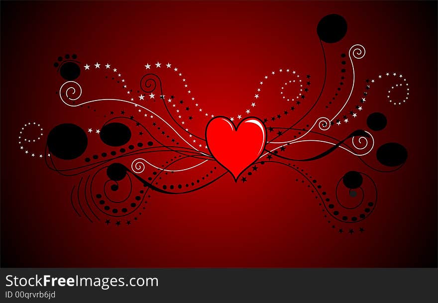 Fantasy heart with red and black background