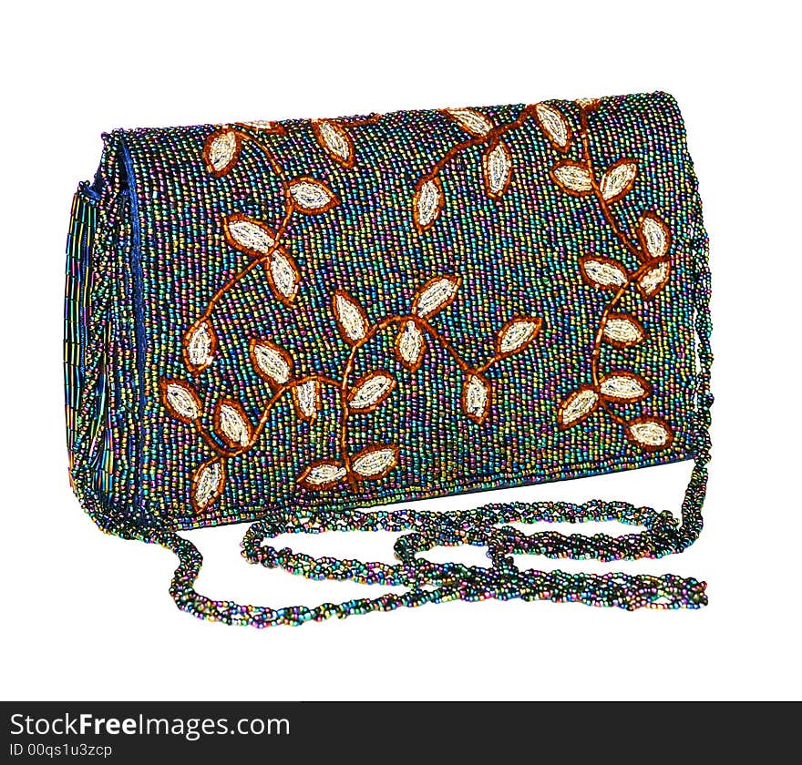 Ladies' handbag. Instructed by multi-coloured glass. Ladies' handbag. Instructed by multi-coloured glass