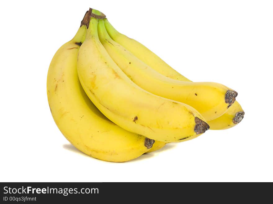 Close up of a bunch of bananas isolated on white