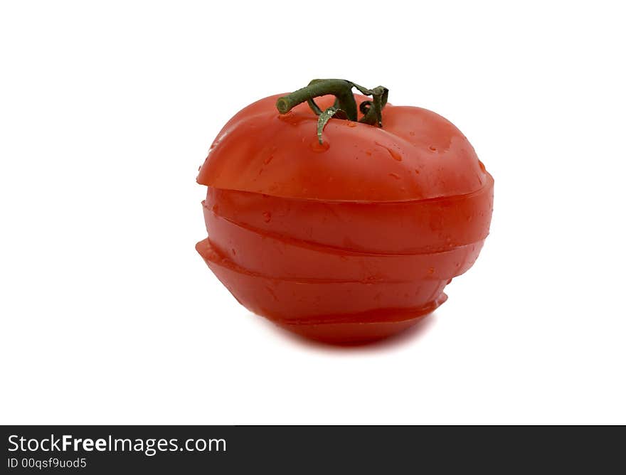 Red tomatoes on a white background