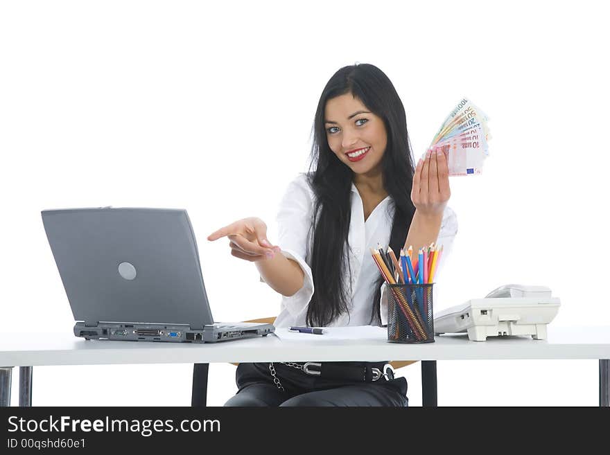 Business woman  working on isolated background