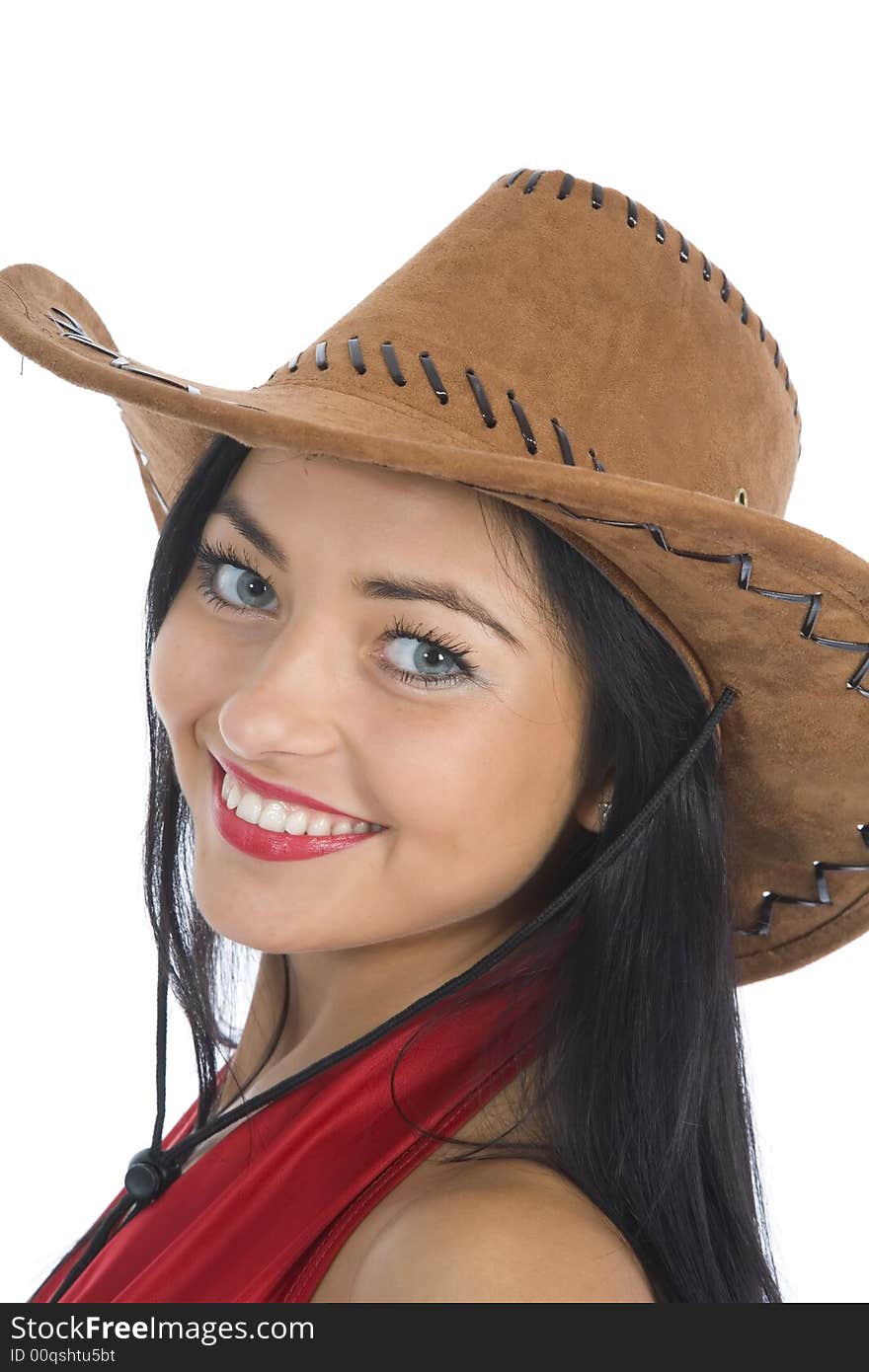 cowgirl on white background. cowgirl on white background