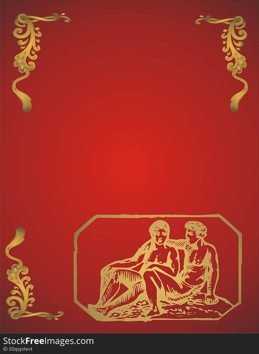 Zodiac femini - twins - red and gold -