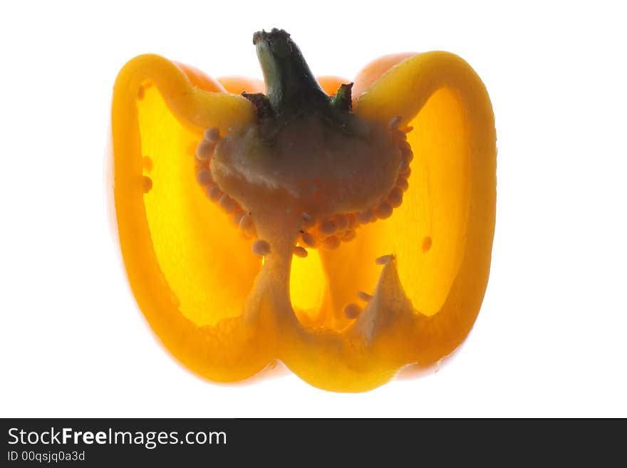 Fresh yellow bellpepper on the white background