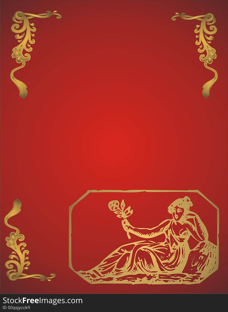 Zodiac virgo - red and gold -