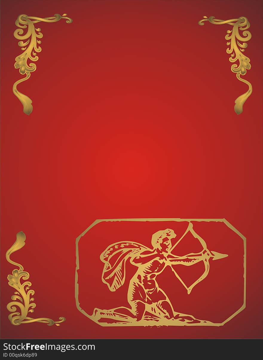 Zodiac sagittarius - gold and red -