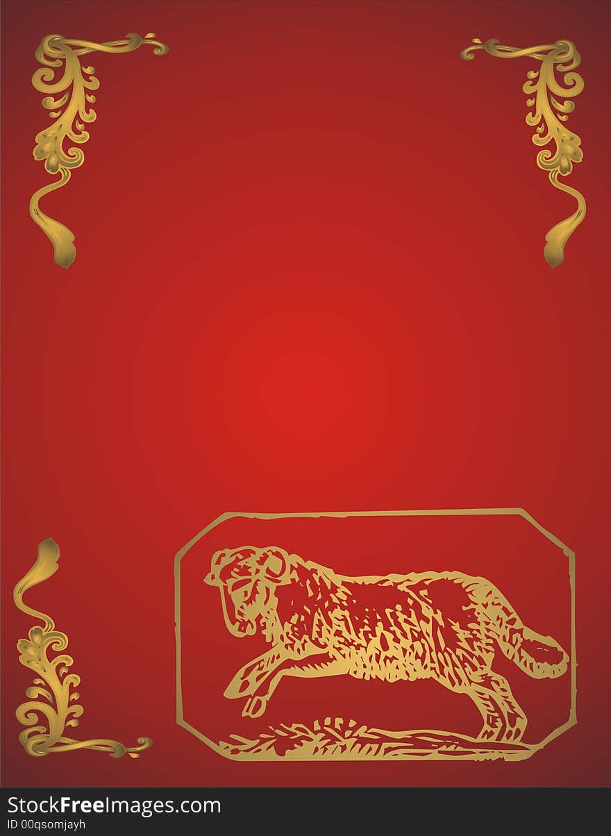 Aries zodiac - gold and red -