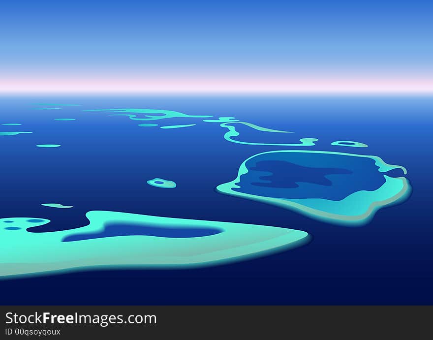 Tropical iseland, vector illustration, AI file included