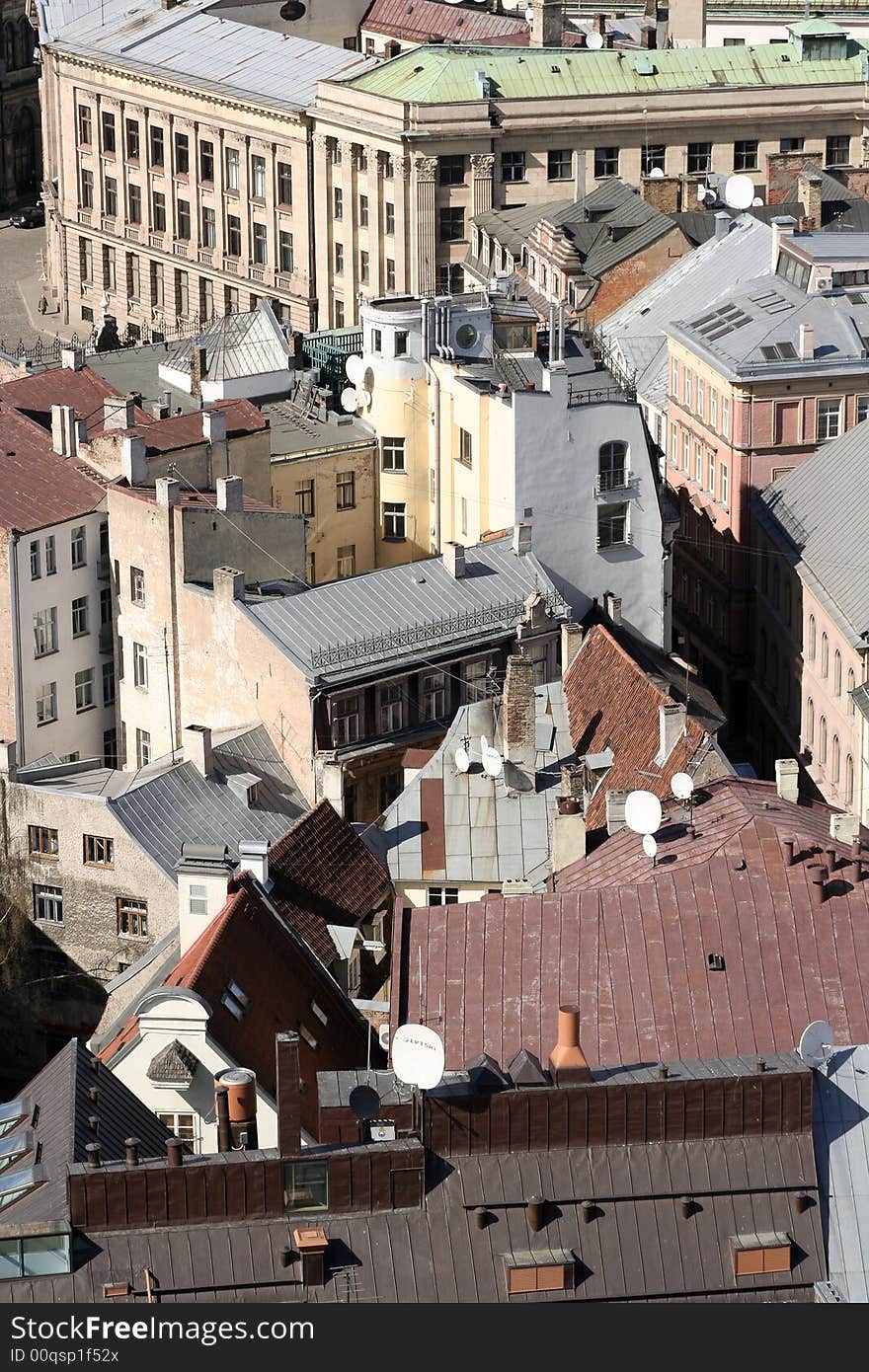 Riga capital of Latvia. Baltic States. View at high to old downtown. Riga capital of Latvia. Baltic States. View at high to old downtown.