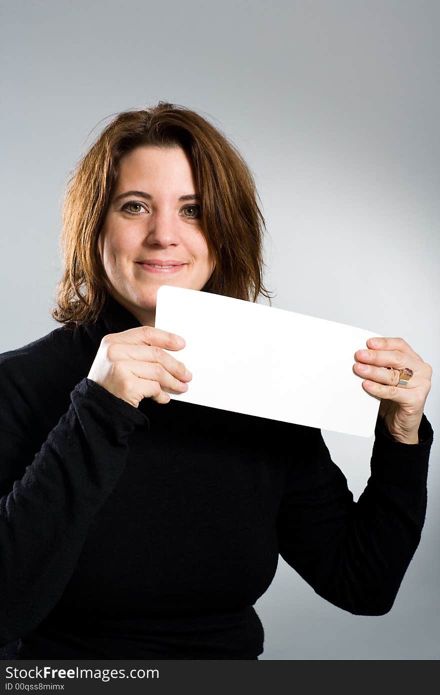 Woman Showing Empty Card