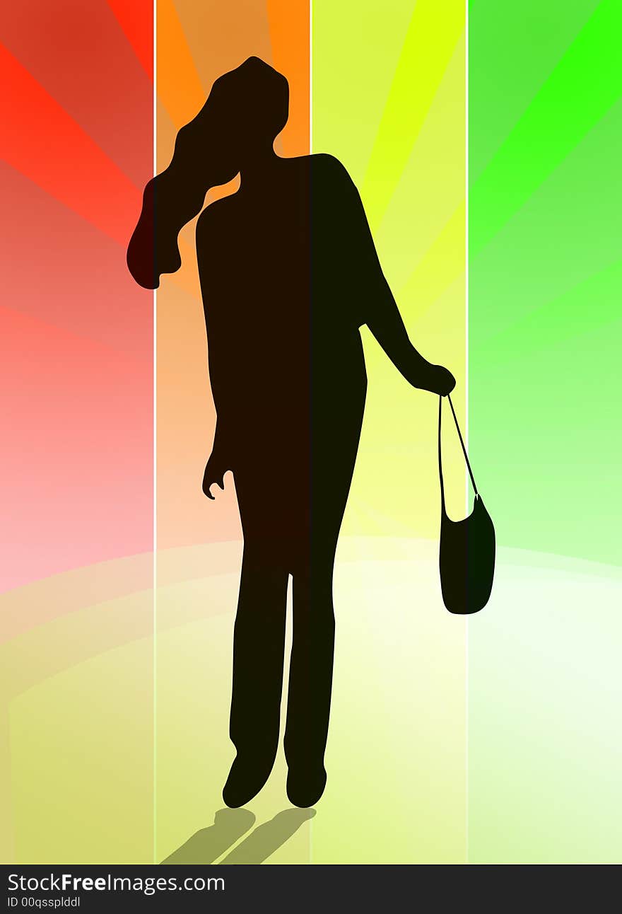 Fashionable woman illustration on colorful background